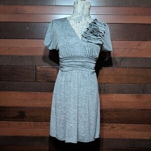 Speechless Heather Gray Ruffle Mini Dress